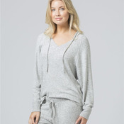 Women's Cuddle Fleece V-Neck Hooded Pullover