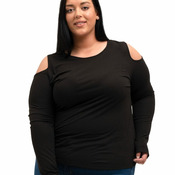 Women's Plus Size Cold Shoulder Long Sleeve T-Shirt
