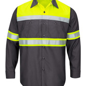 Hi-Visibility Colorblock Ripstop Long Sleeve Work Shirt - Tall Sizes