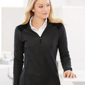 Women's Heathered Quarter-Zip Pullover with Colorblocked Shoulders