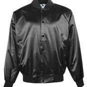 Satin Baseball Jacket with Solid Trim