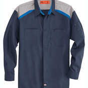 Tri-Color Long Sleeve Shop Shirt - Long Sizes